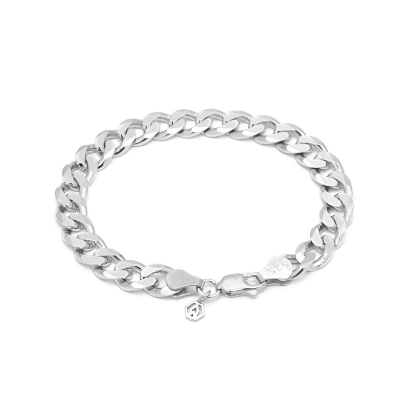 Curb Chain Sterling Silver Bracelet for Men