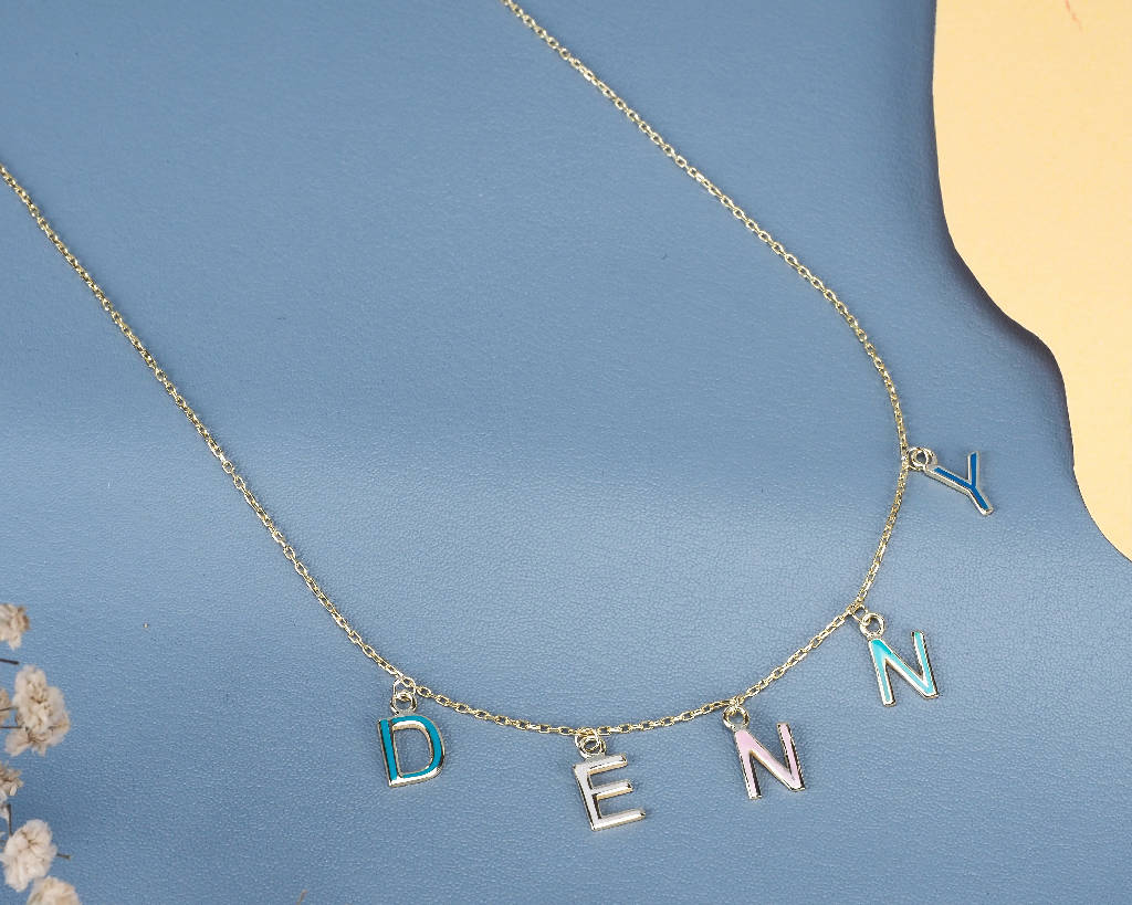 The Ochid 14K Gold Plated Enamel Name Necklace