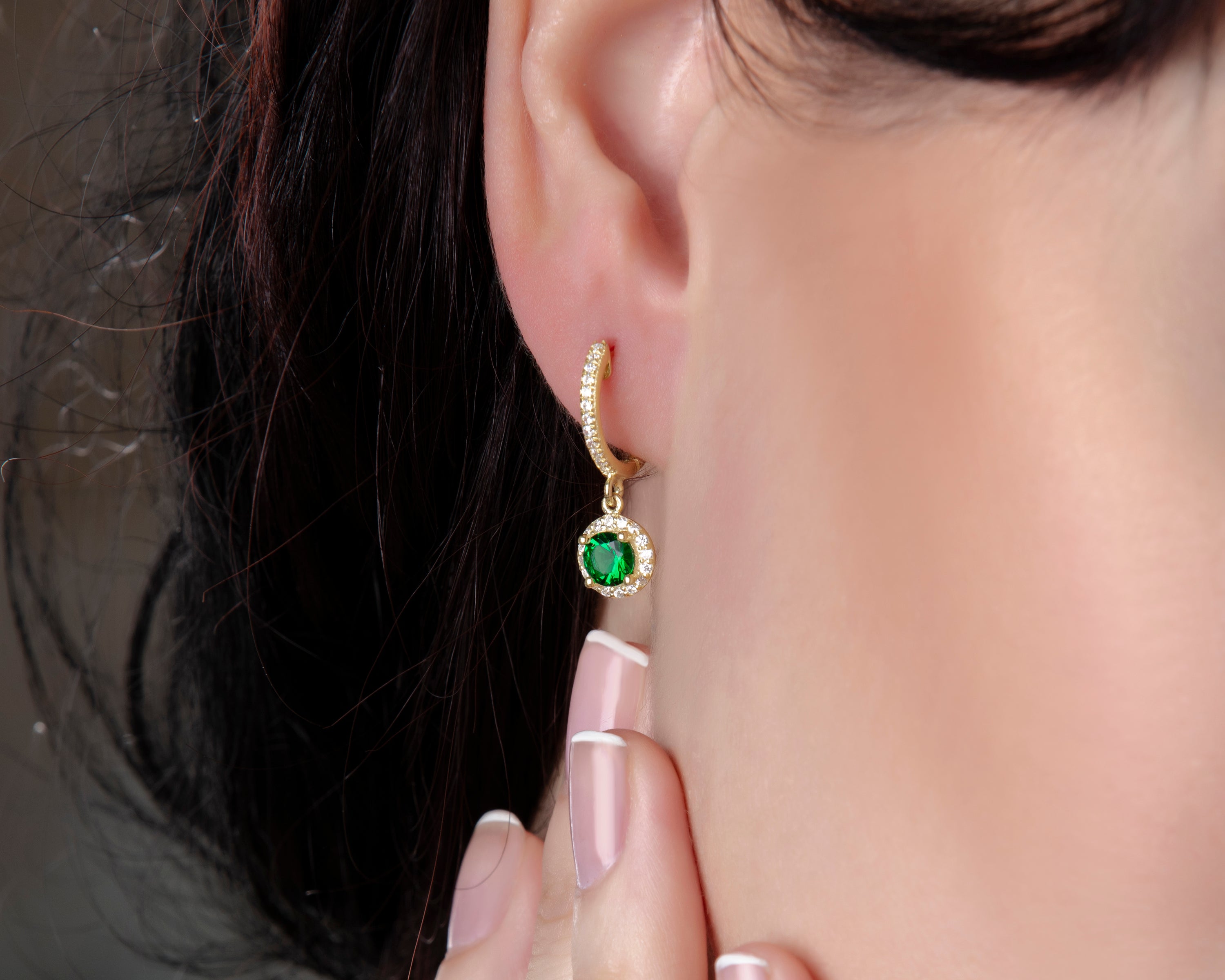 The Orchid Gold Plated Earring in Emerald Green