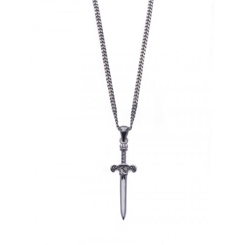 Sword Gun Metal Necklace for Men 