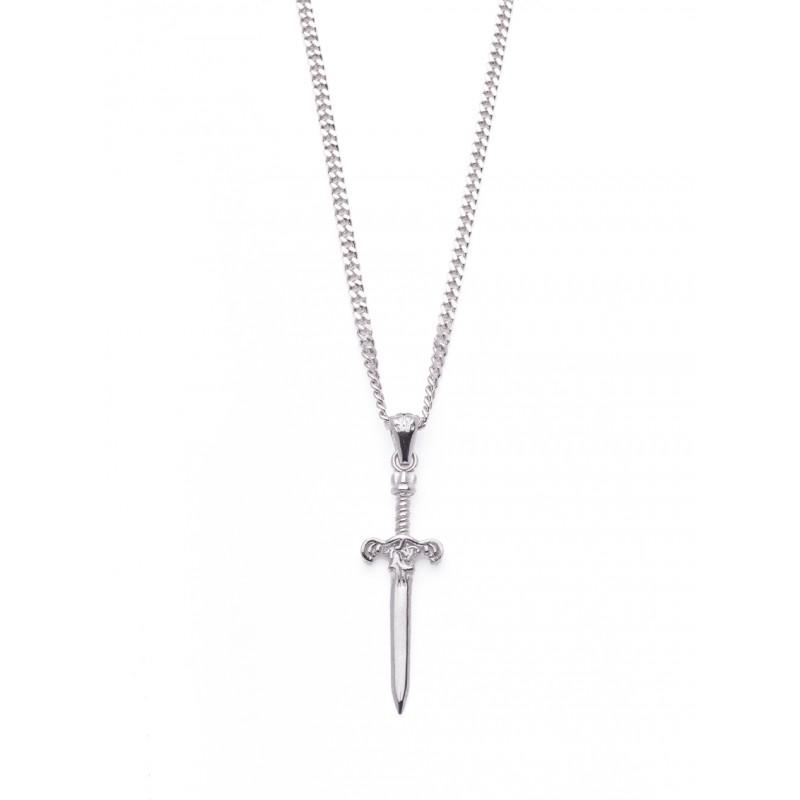 Y2k Silver Necklace Set, Sword Silver Necklace