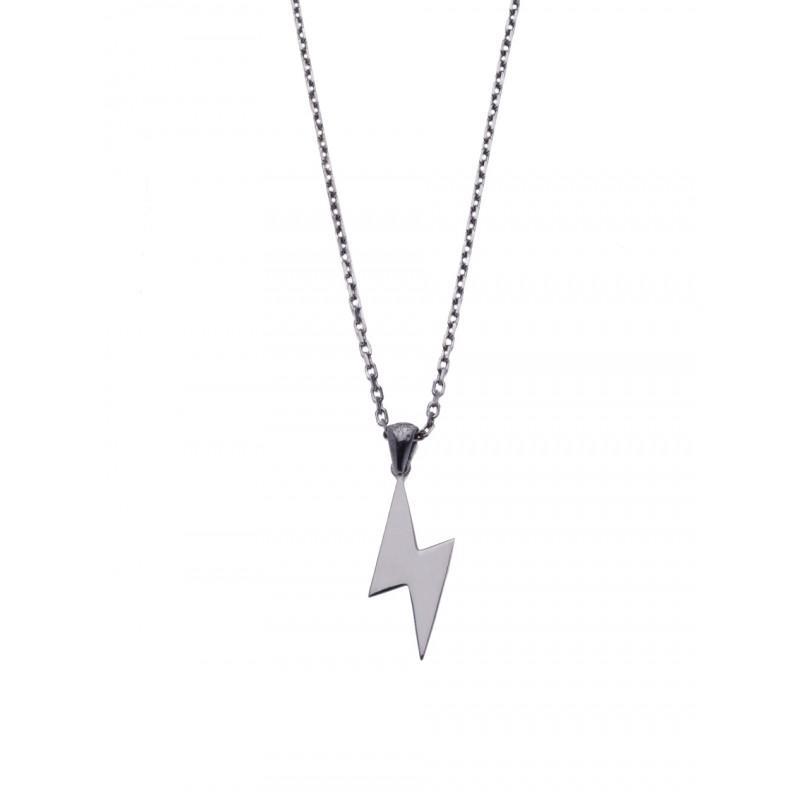 Lightning Gun Metal Necklace  for men 