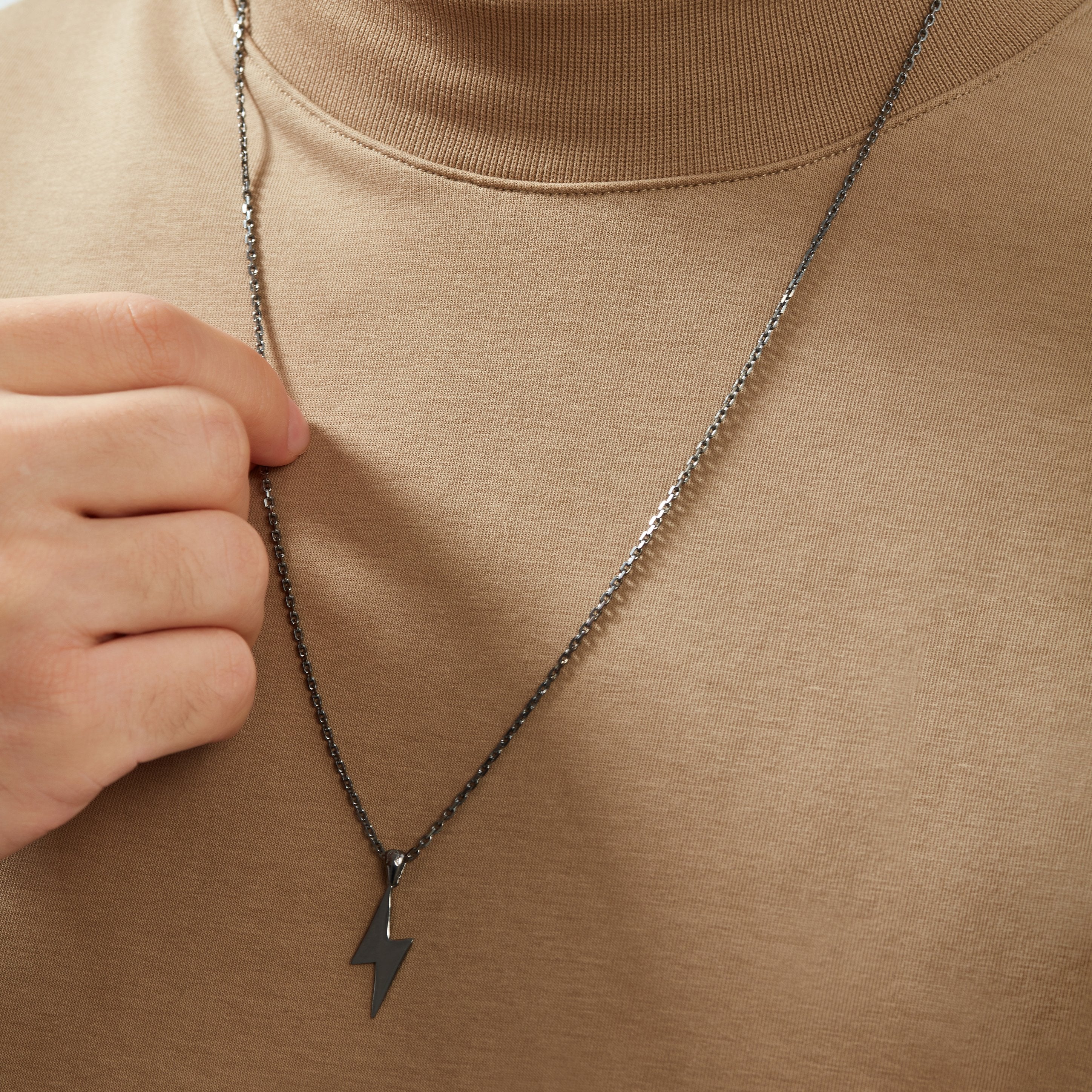 Lightning Gun Metal Necklace  for men 