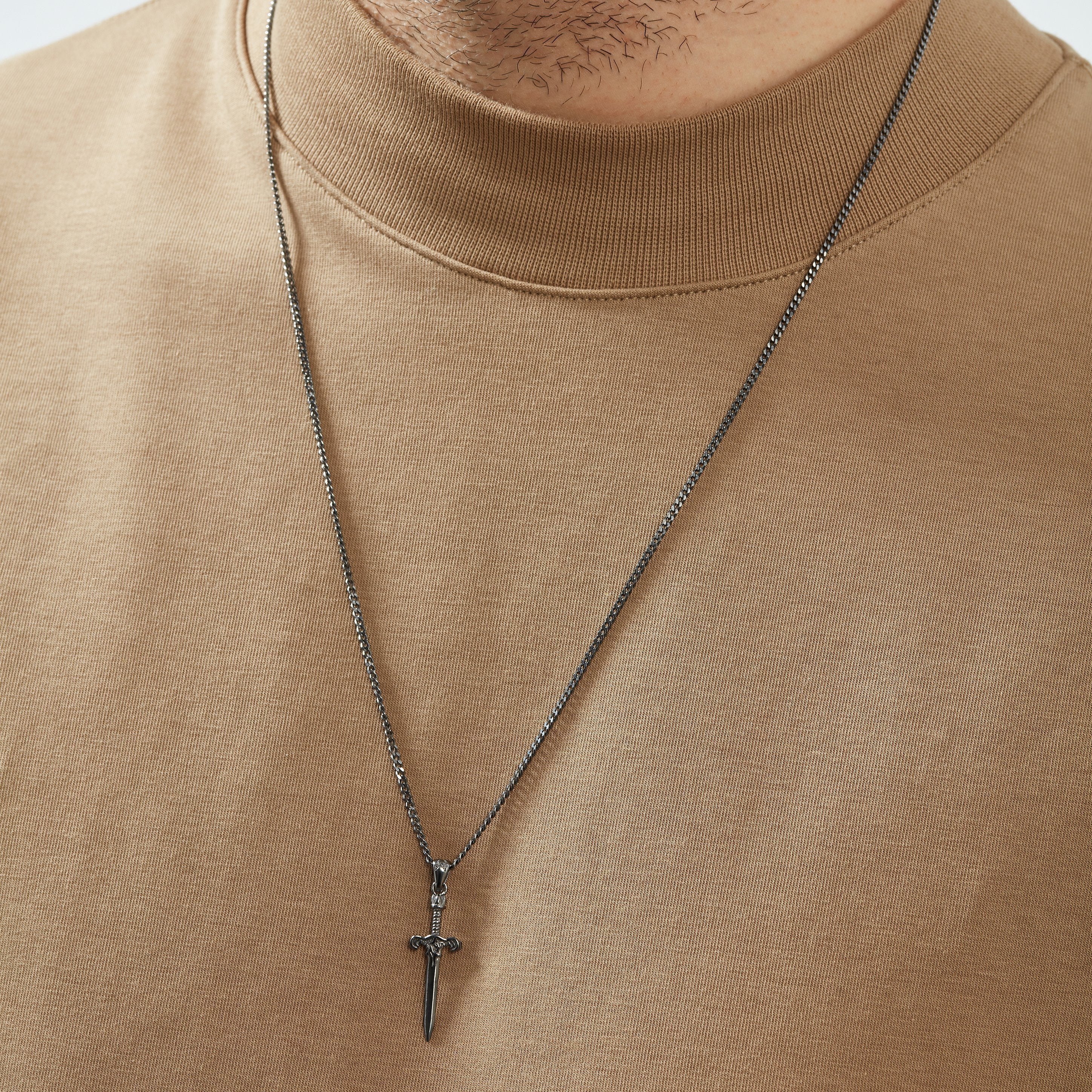 Sword Gun Metal Necklace for Men 