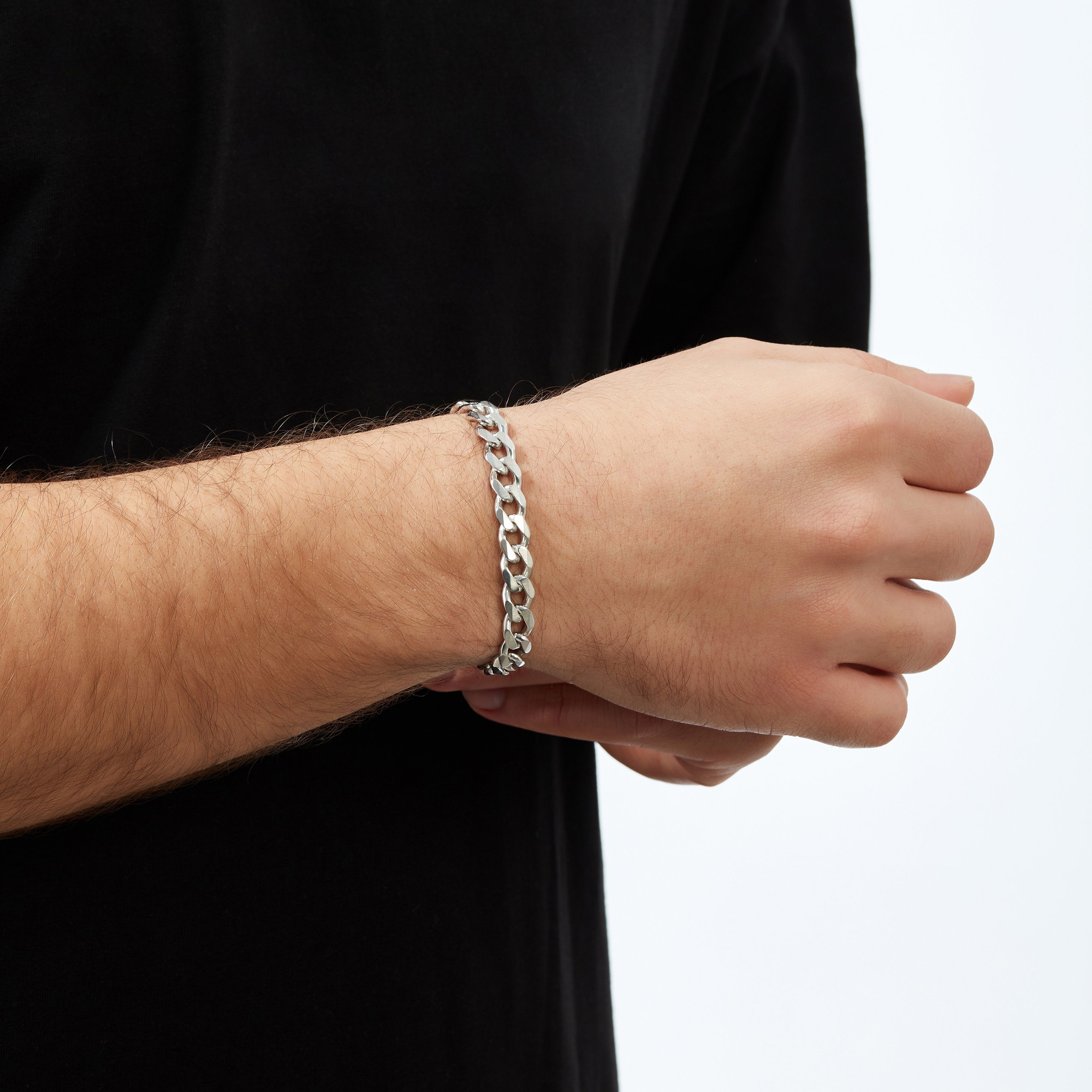 Curb Chain Sterling Silver Bracelet for Men – Haus of Design