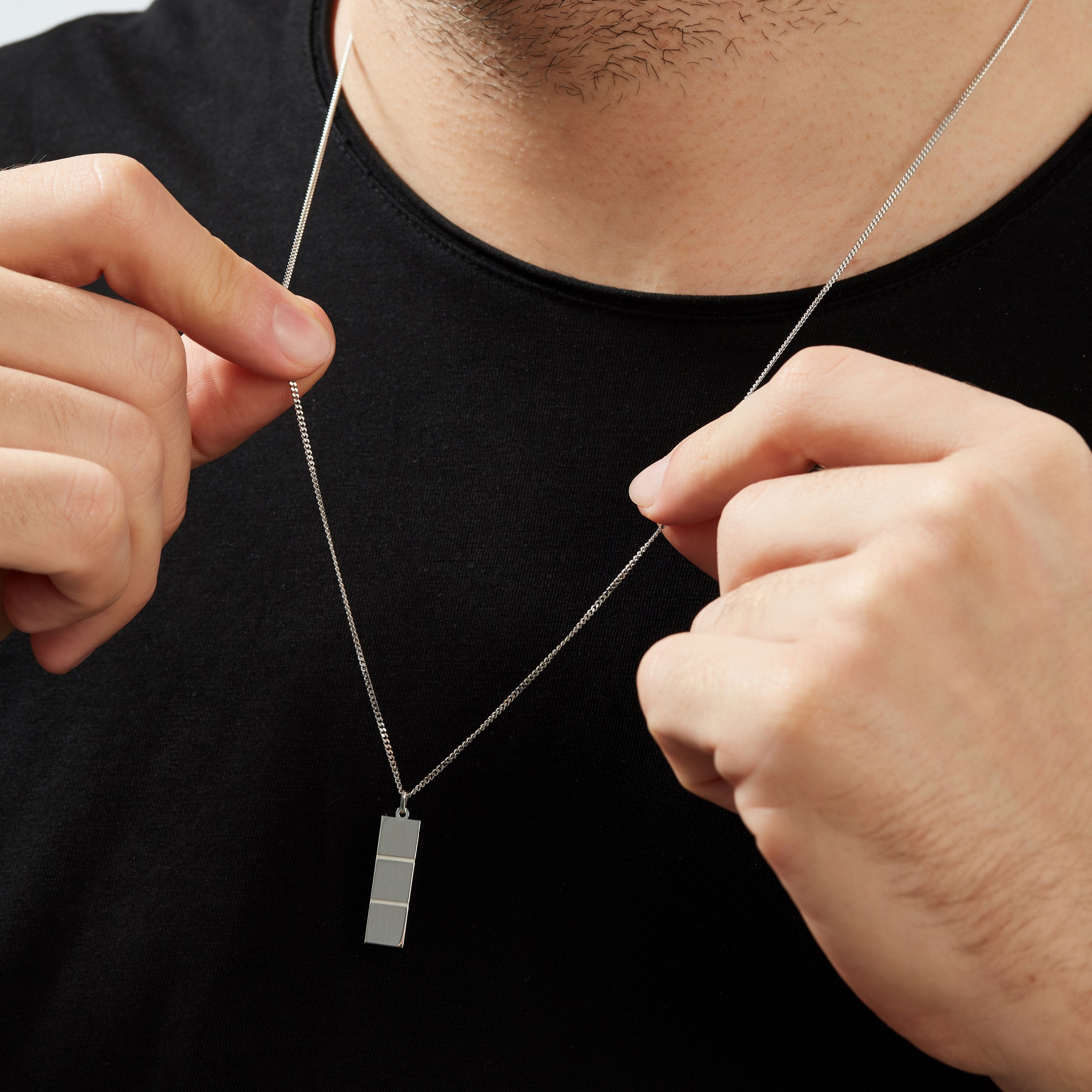 Layers Sterling Silver Necklace for Men 