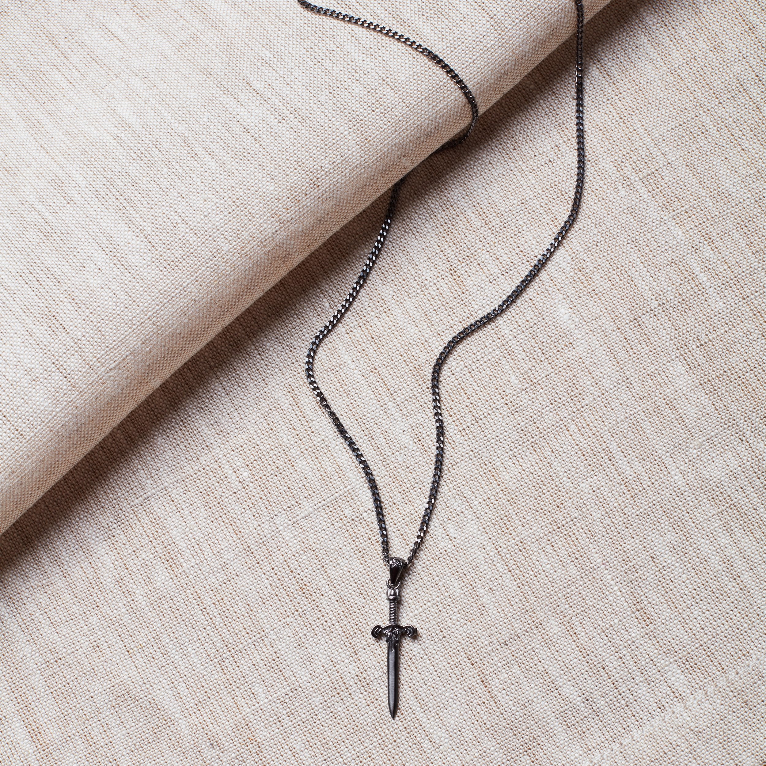 Sword Gun Metal Necklace for Men 