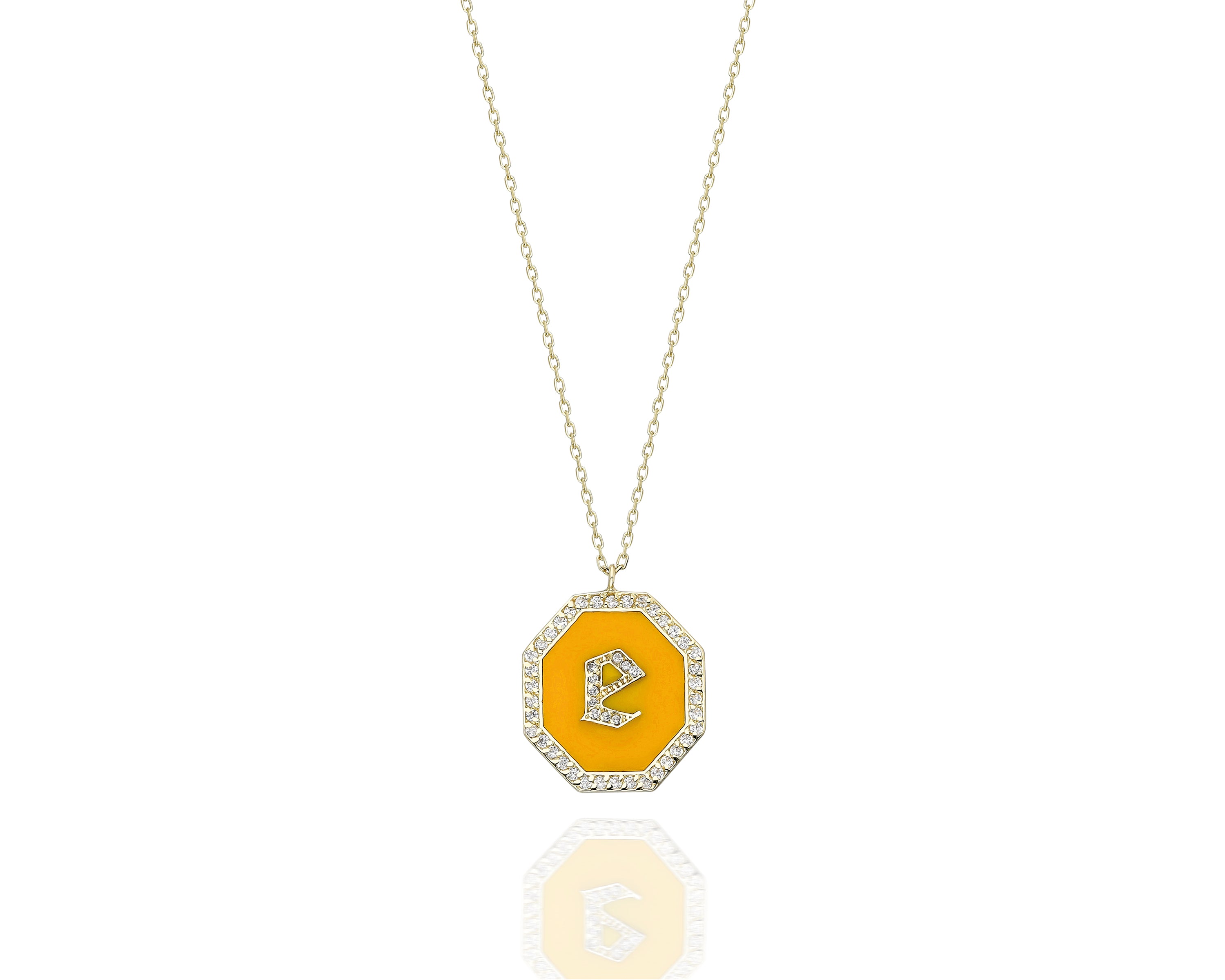 The Bellflower Enamel Letter Necklace with Stones