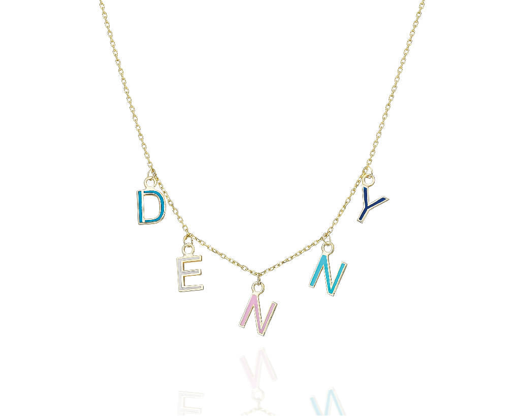 The Ochid 14K Gold Plated Enamel Name Necklace